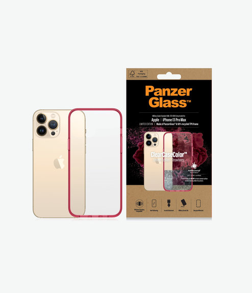 PanzerGlass - Caz ClearCaseColor AB pentru iPhone 13 Pro Max, strawberry