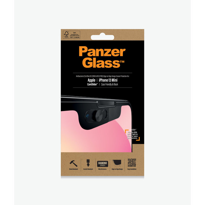 PanzerGlass - Geam Securizat Case Friendly CamSlider AB pentru iPhone 13 mini, negru