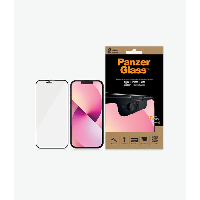 PanzerGlass - Geam Securizat Case Friendly CamSlider AB pentru iPhone 13 mini, negru