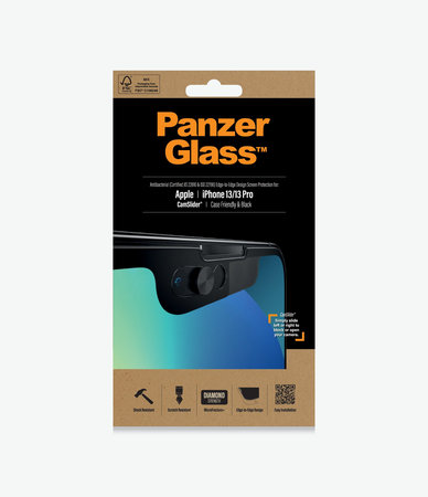 PanzerGlass - Geam Securizat Case Friendly CamSlider AB pentru iPhone 13, 13 Pro & 14, negru