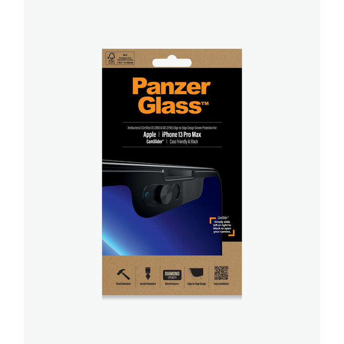 PanzerGlass - Geam Securizat Case Friendly CamSlider AB pentru iPhone 13 Pro Max & 14 Plus, negru