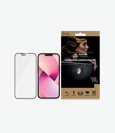 PanzerGlass - Geam Securizat Case Friendly CamSlider Swarovski AB pentru iPhone 13 mini, black