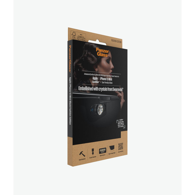 PanzerGlass - Geam Securizat Case Friendly CamSlider Swarovski AB pentru iPhone 13 mini, black
