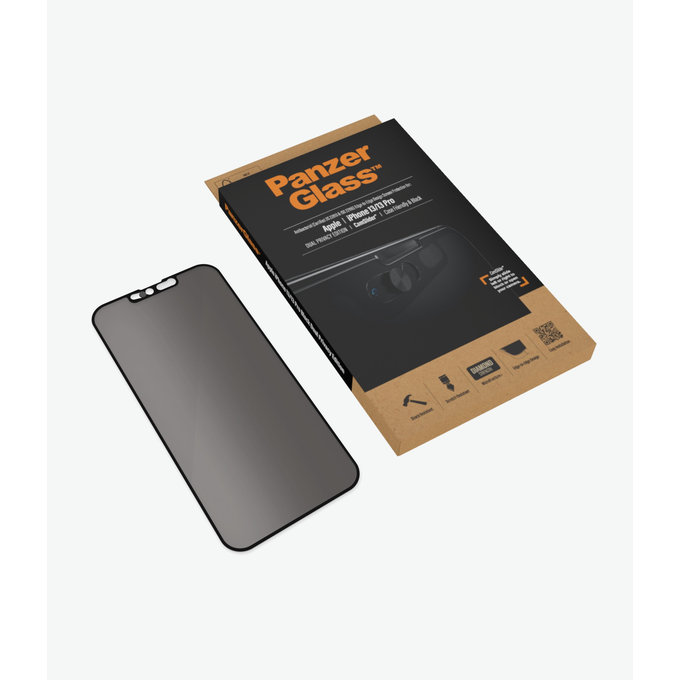 PanzerGlass - Geam Securizat Case Friendly Privacy CamSlider AB pentru iPhone 13, 13 Pro & 14, negru