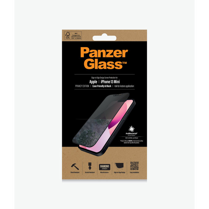 PanzerGlass - Geam Securizat Case Friendly Privacy AB pentru iPhone 13 mini, negru
