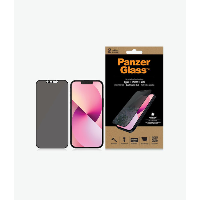 PanzerGlass - Geam Securizat Case Friendly Privacy AB pentru iPhone 13 mini, negru
