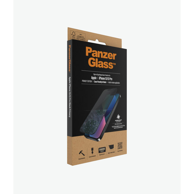 PanzerGlass - Geam Securizat Case Friendly Privacy AB pentru iPhone 13, 13 Pro, 14 & 16e, negru