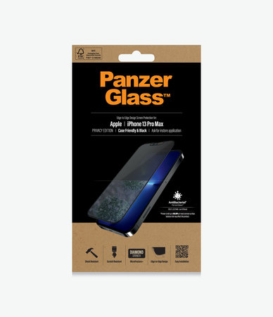 PanzerGlass - Geam Securizat Case Friendly Privacy AB pentru iPhone 13 Pro Max & 14 Plus, negru