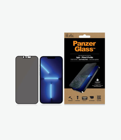 PanzerGlass - Geam Securizat Case Friendly Privacy AB pentru iPhone 13 Pro Max & 14 Plus, negru