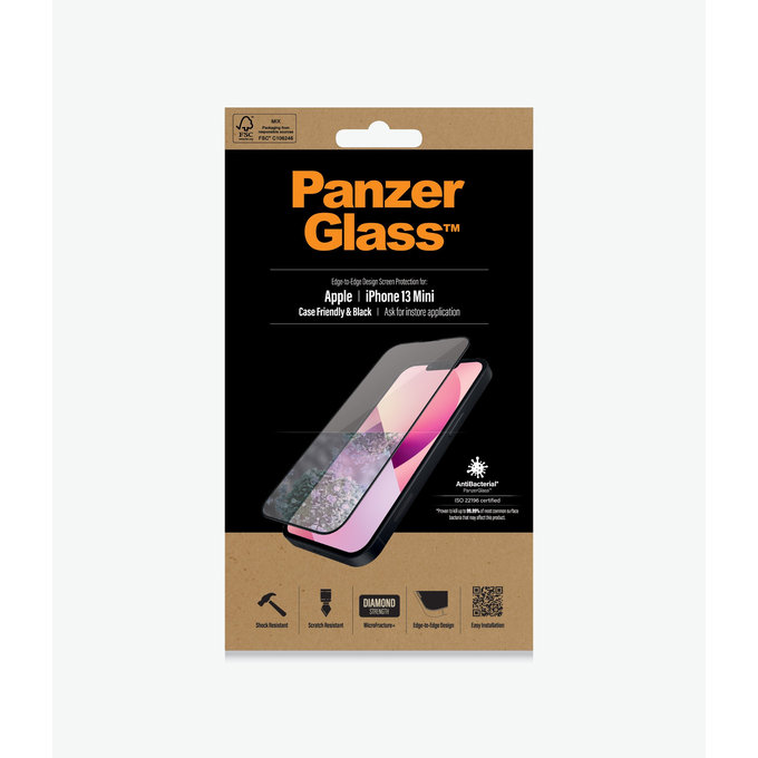 PanzerGlass - Geam Securizat Case Friendly AB pentru iPhone 13 mini, negru