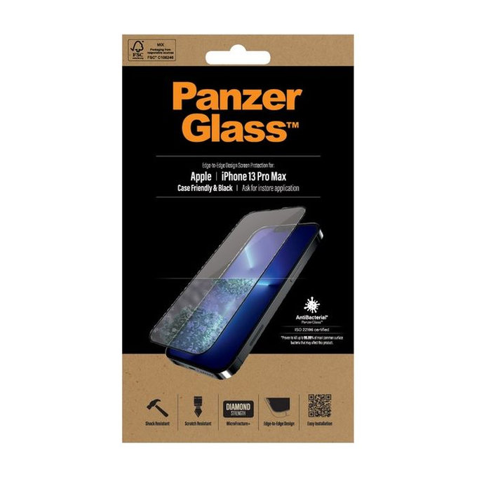 PanzerGlass - Geam Securizat Case Friendly AB pentru iPhone 13 Pro Max & 14 Plus, negru