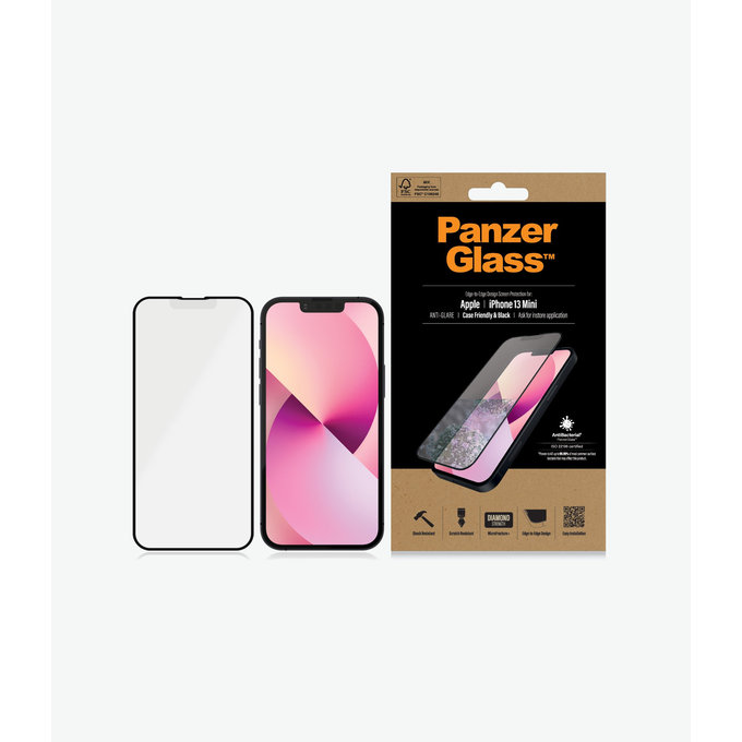 PanzerGlass - Geam Securizat Case Friendly Anti-Glare AB pentru iPhone 13 mini, black