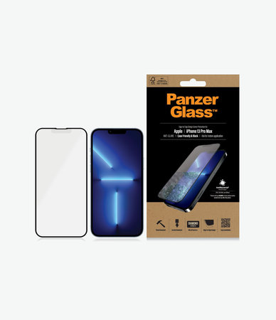 PanzerGlass - Geam Securizat Case Friendly Anti-Glare AB pentru iPhone 13 Pro Max & 14 Plus, negru