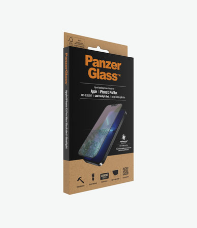 PanzerGlass - Geam Securizat Case Friendly Anti-Bluelight AB pentru iPhone 13 Pro Max & 14 Plus, negru