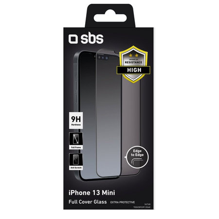 SBS - Geam Securizat Full Cover pentru iPhone 13 mini, negru