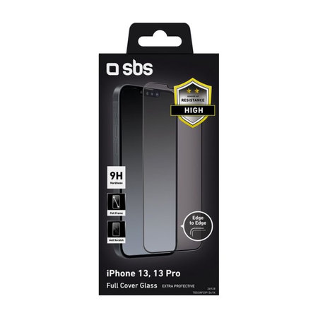 SBS - Geam Securizat Full Cover pentru iPhone 13, 13 Pro, 14 & 16e, negru