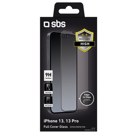 SBS - Geam Securizat Full Cover pentru iPhone 13, 13 Pro, 14 & 16e, negru