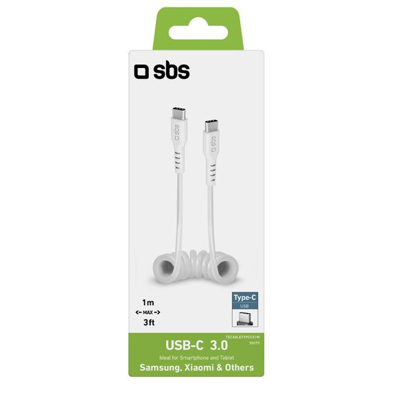 SBS - USB-C / USB-C Cablu (1m), primăvară, alb