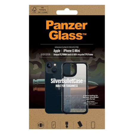 PanzerGlass - Caz SilverBullet ClearCase AB pentru iPhone 13 mini, negru