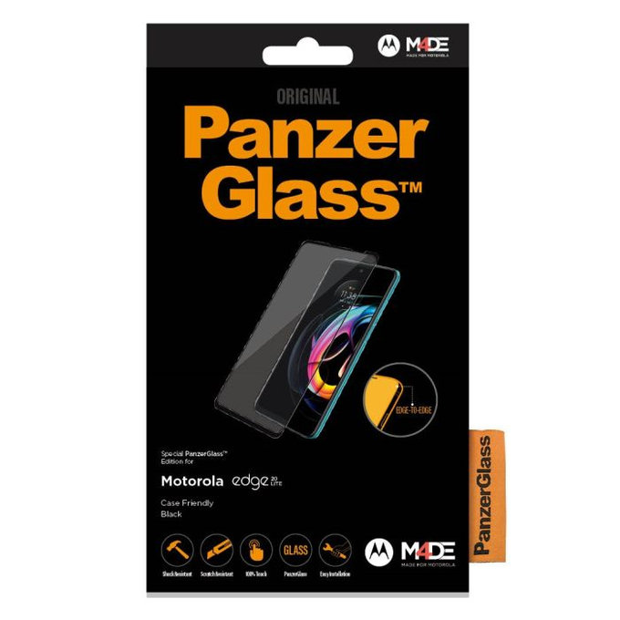 PanzerGlass - Geam securizat Case Friendly pentru Motorola Edge 20 Lite, negru