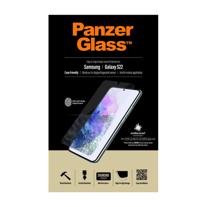 PanzerGlass - Geam Securizat Case Friendly AB pentru Samsung Galaxy S22, transparent