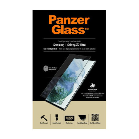 PanzerGlass - Geam Securizat Case Friendly AB pentru Samsung Galaxy S22 Ultra, Fingerprint komp., negru