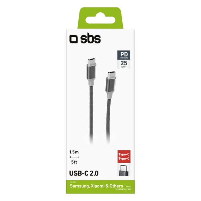 SBS - USB-C / USB-C Cablu cu PowerDelivery (1,5m), negru