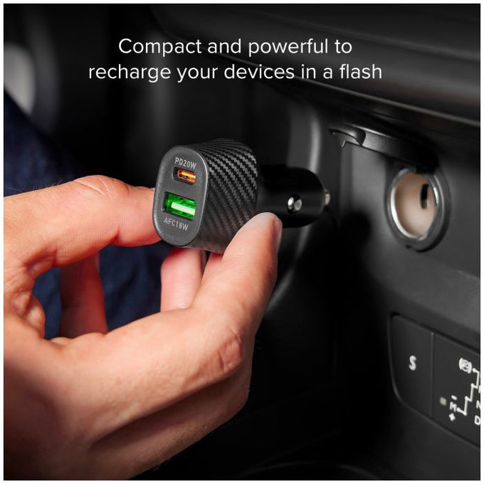 SBS - Incărcător de Ma?ină USB, USB-C, negru