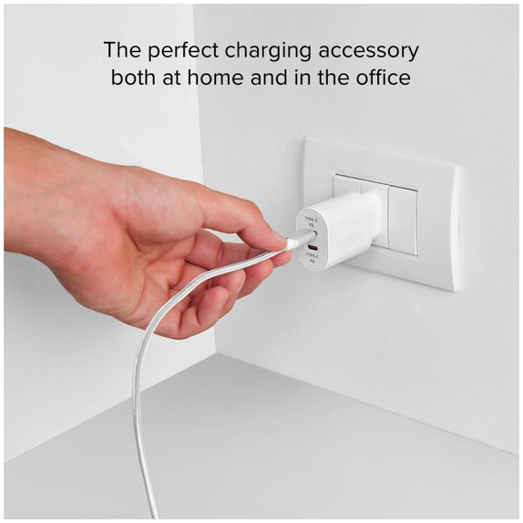 SBS - 20W Adaptor de încărcare 2x USB-C Power Delivery, alb