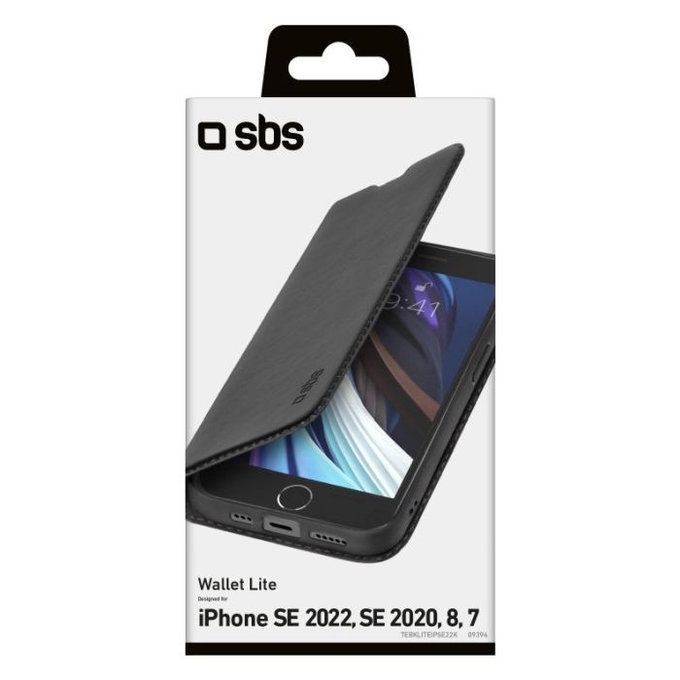 SBS - Caz Book Wallet Lite pentru iPhone 7, 8, SE 2020 & SE 2022, negru
