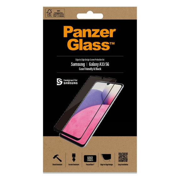 PanzerGlass - Geam Securizat Case Friendly pentru Samsung Galaxy A33 5G, negru