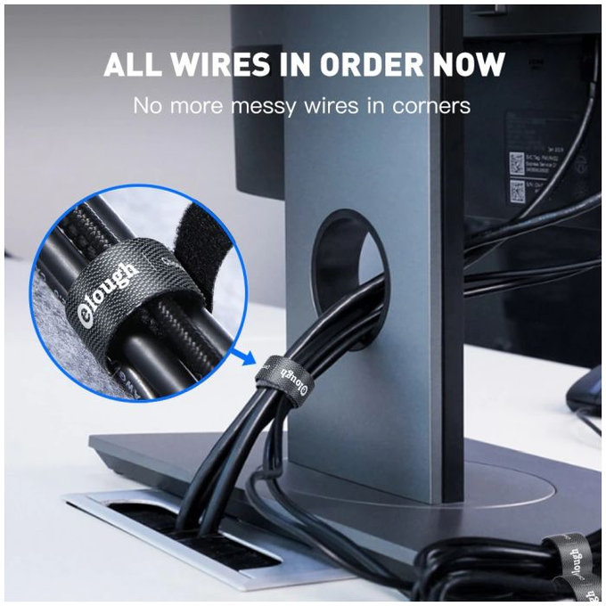 Elough - Organizator de cabluri - Bandă pentru cabluri (3m), negru