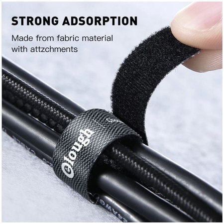 Elough - Organizator de cabluri - Bandă pentru cabluri (1m), negru