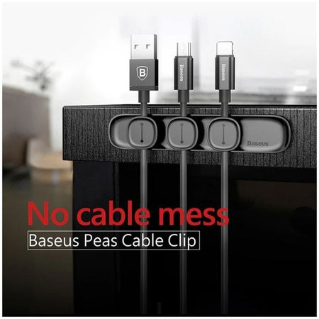 Baseus - Organizator de cabluri - Suport pentru 3 cabluri, negru