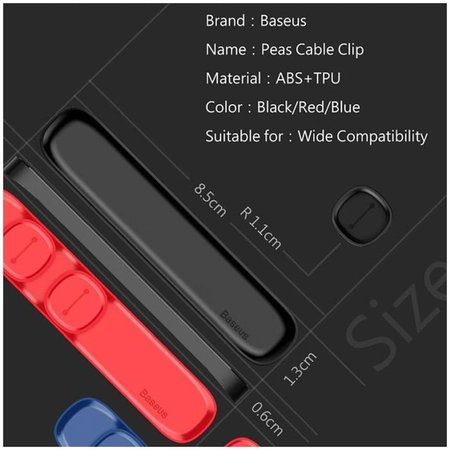 Baseus - Organizator de cabluri - Suport pentru 3 cabluri, negru