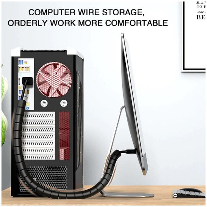 FixPremium - Organizator de cabluri - Tub (10mm), lungime 2M, negru