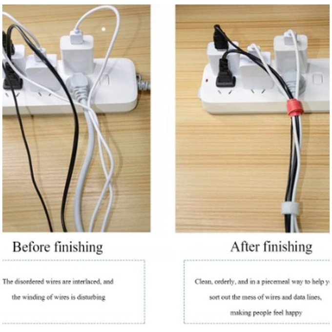 FixPremium - Organizator de cabluri - Legături pentru cabluri - Set de 10, negru