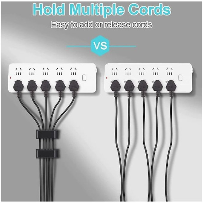 FixPremium - Organizator de cabluri - Clemă pentru cabluri - Set de 3, negru