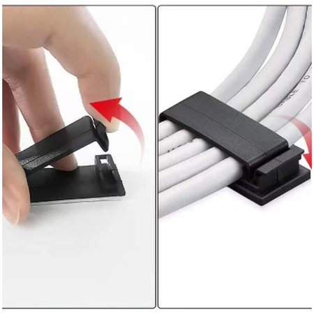 FixPremium - Organizator de cabluri - Clemă pentru cabluri - Set de 3, negru