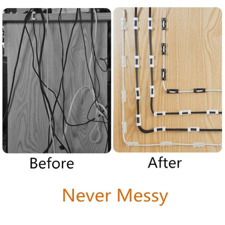 FixPremium - Organizator de cabluri - Cleme pentru cabluri - Set de 10, negru