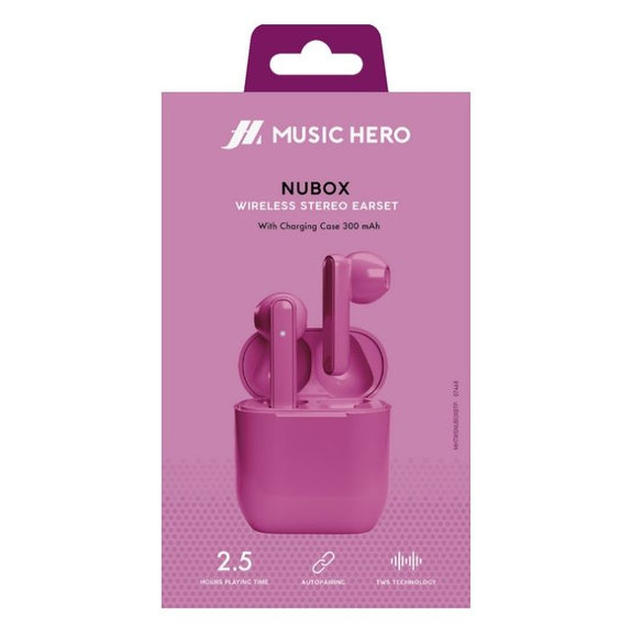 Music Hero - Căști fără fir TWS NUBOX, roz