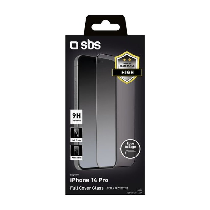 SBS - Geam securizat Full Cover pentru iPhone 14 Pro, negru