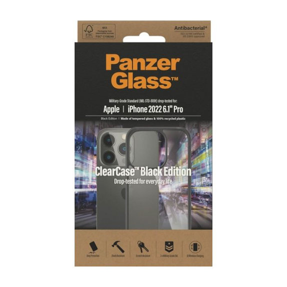 PanzerGlass - Caz ClearCase pentru iPhone 14 Pro, negru