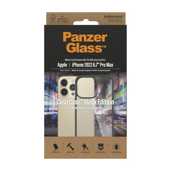 PanzerGlass - Caz ClearCase pentru iPhone 14 Pro Max, negru