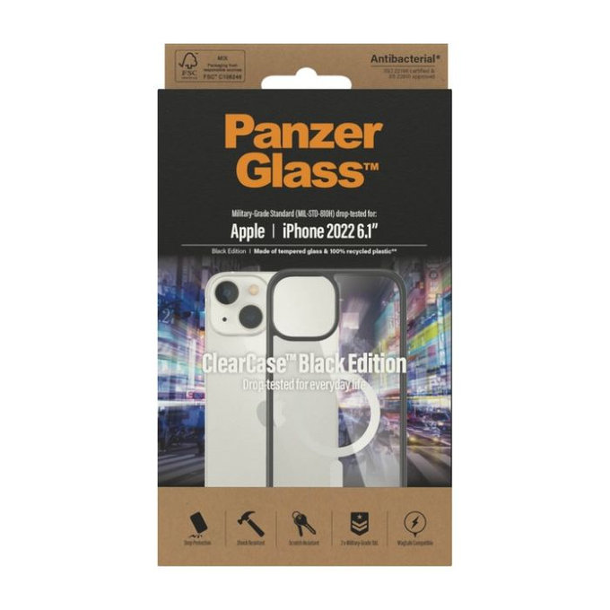PanzerGlass - Caz ClearCase cu MagSafe pentru iPhone 14, negru