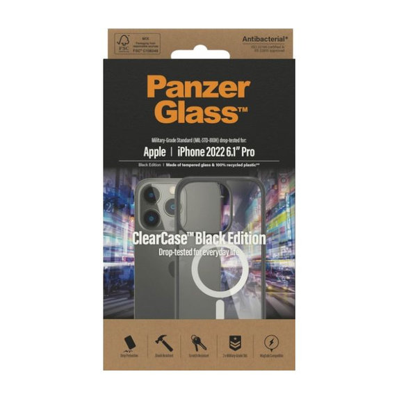 PanzerGlass - Caz ClearCase cu MagSafe pentru iPhone 14 Pro, negru