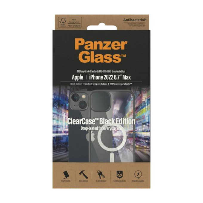 PanzerGlass - Caz ClearCase cu MagSafe pentru iPhone 14 Plus, negru