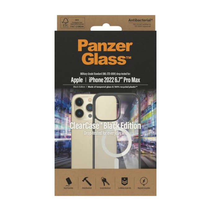 PanzerGlass - Caz ClearCase cu MagSafe pentru iPhone 14 Pro Max, negru