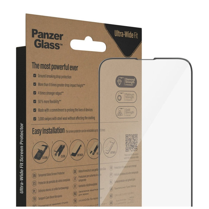 Sticlă securizată UWF AB cu aplicator pentru iPhone 14 Plus/13 Pro Max, Negru, PanzerGlass
