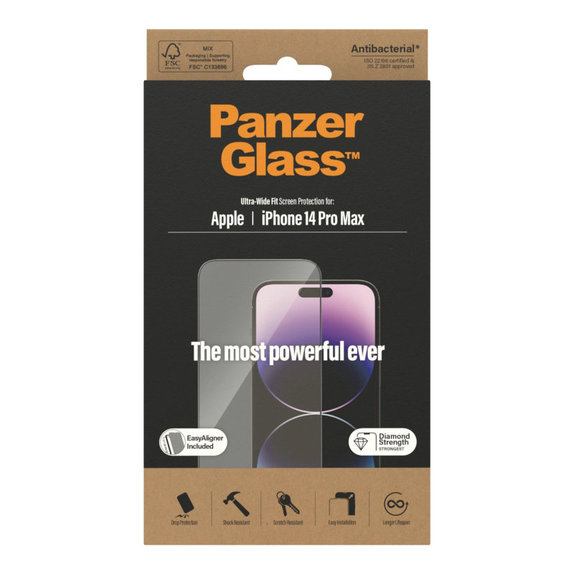 Sticlă securizată UWF AB cu aplicator pentru iPhone 14 Pro Max, Negru, PanzerGlass